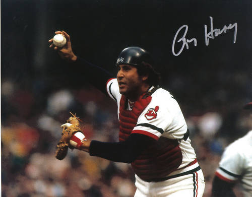 RON HASSEY CLEVELAND INDIANS ACTION SIGNED 8x10