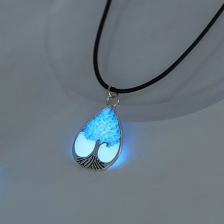 Glowing Water Drop Tree of Life Necklace Jewelry