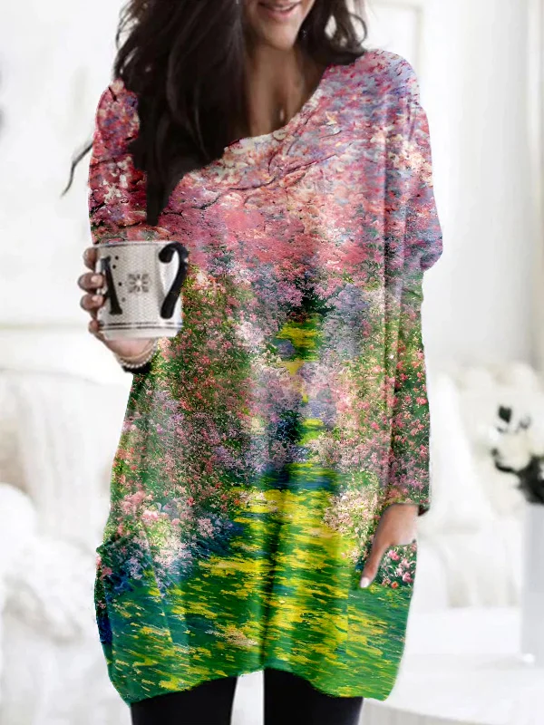Comstylish Beautiful Floral Forest Pattern Cozy Tunic