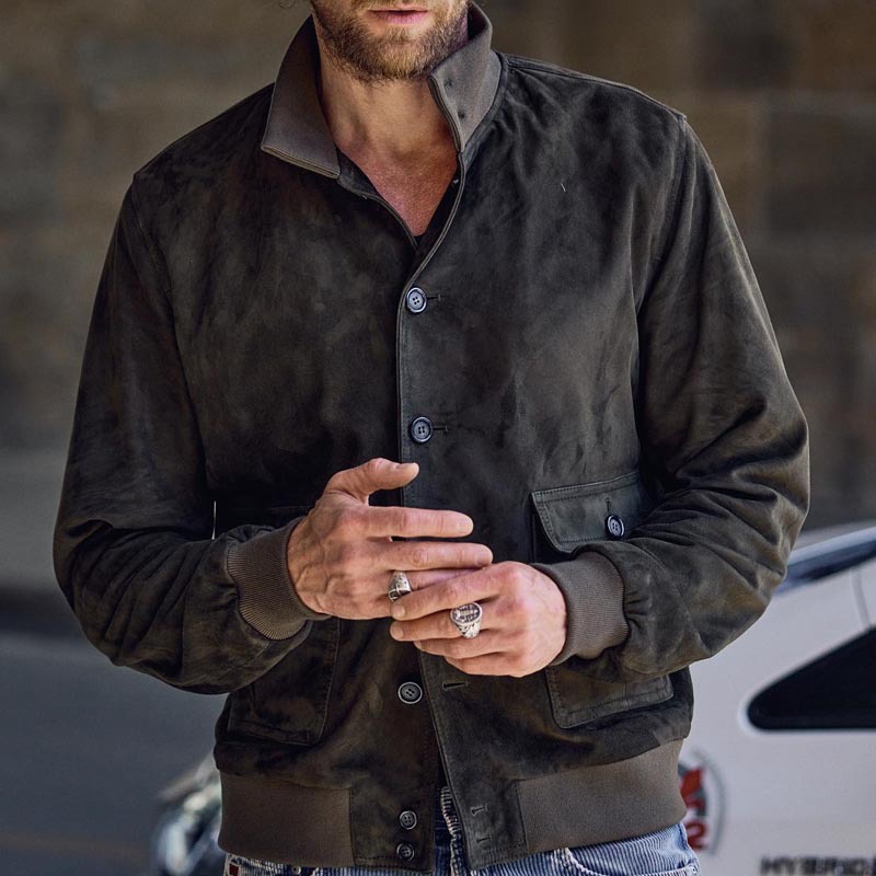 Winter Men's Slim Jacket Solid Color Fashion Lapel Coat