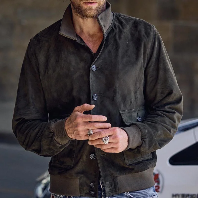 Winter Men's Slim Jacket Solid Color Fashion Lapel Coat