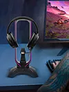RGB Headset Stand with 2 USB Ports USB 2.0 Hub Headphone Shelf for Desk Display