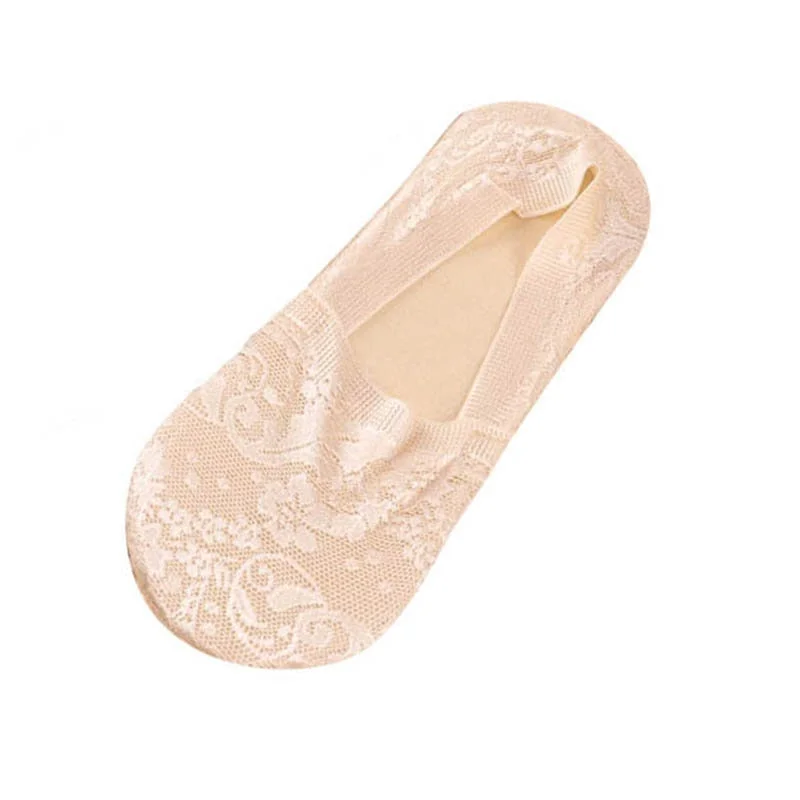 1/2 Pairs Fashion Women Girls Summer Socks Style Lace Flower No Show Short Sock Antiskid Invisible Ankle 2021 Sox Sock Slippers