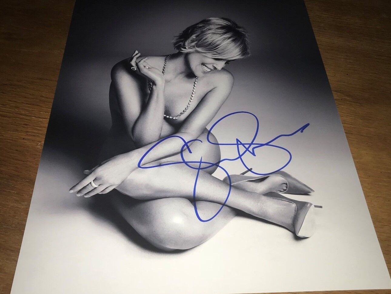 Sharon Stone Nude Covered B&W Signed 8x10 Photo Poster painting Autographed Proof