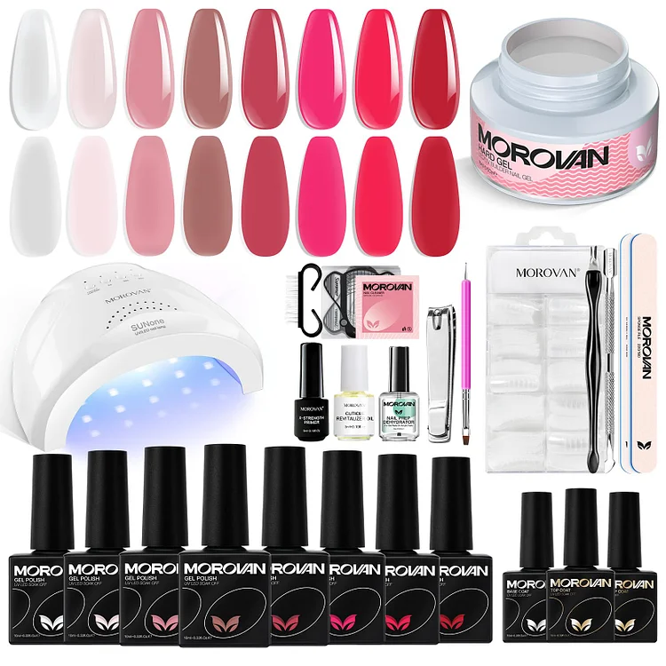 Red Love - 8 Colors Red Gel Nail Polish Kit with Hard Gel