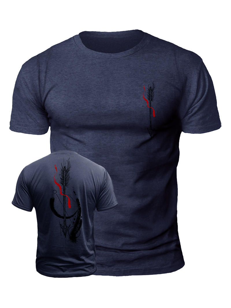 Men's Ink Grass Sword Print Casual Short Sleeve T-shirt