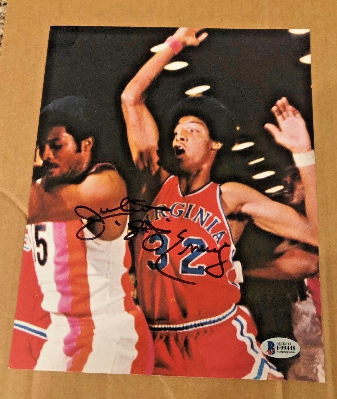 JULIUS ERVING SIGNED 8X10 VIRGINA SQUIRES ABA Photo Poster painting BECKETT CERTIFIED