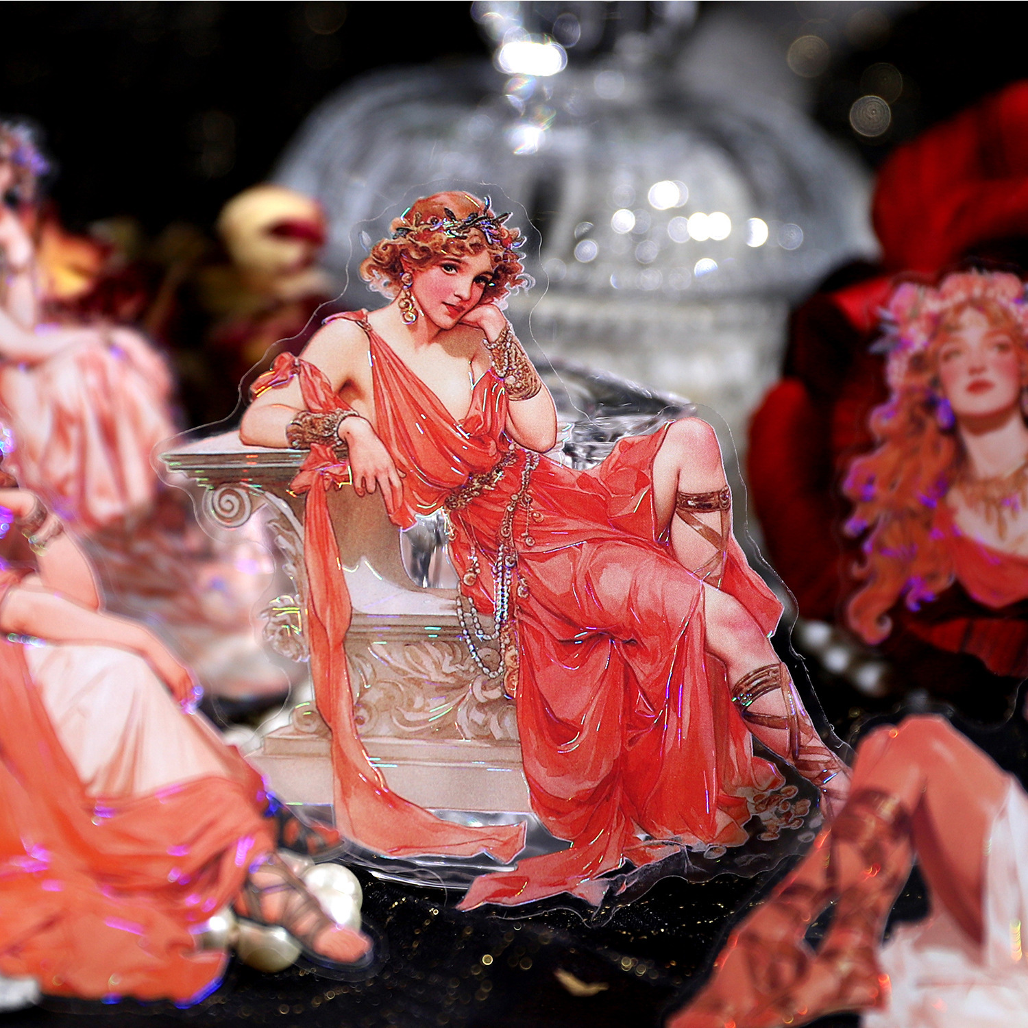 PET 스티커 - 엘프 왕국 시리즈 빈티지 꽃 엘프 소녀 캐릭터 풍경