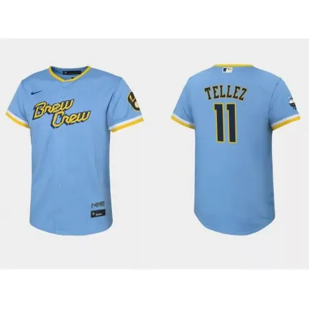 Youth Milwaukee Brewers #11 Rowdy Tellez 2022 Powder Blue City Connect Stitched Jersey