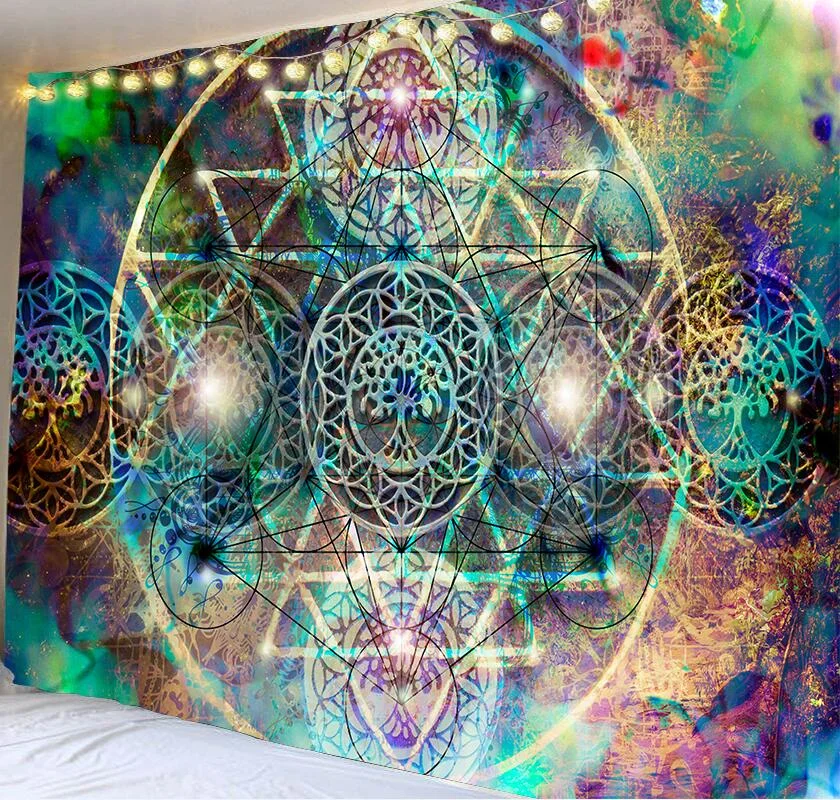 India Mandala Tapestry Wall Hanging Boho Decor Wall Cloth Tapestries Psychedelic Hippie Night Moon Tapestry Mandala Wall Carpet