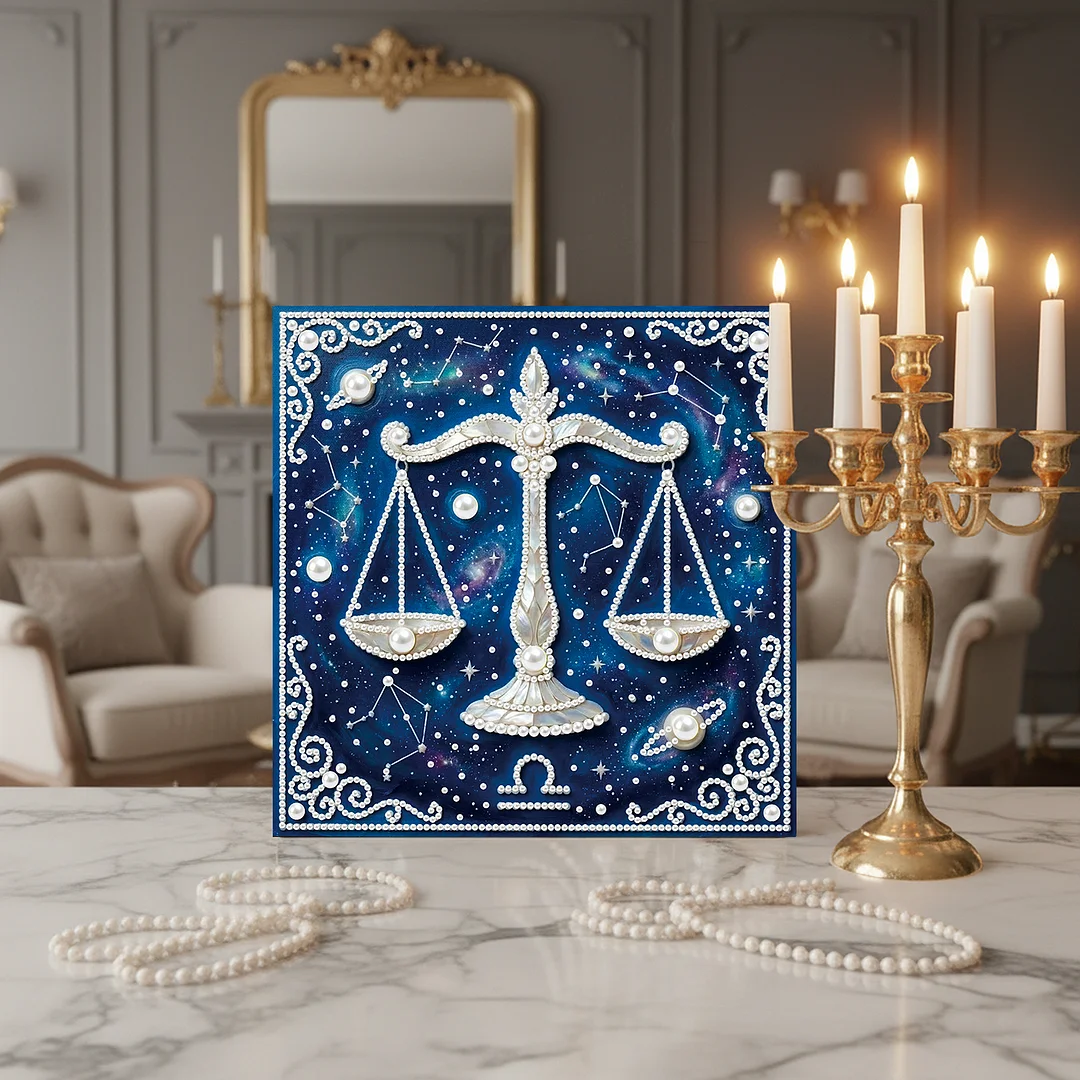 Libra - DIY Pearl Diamond Art Kit With Frame 25*25cm
