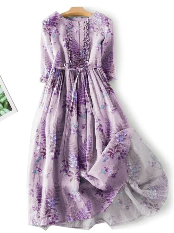 Stylish Elegant Artistic Floral Print Dress