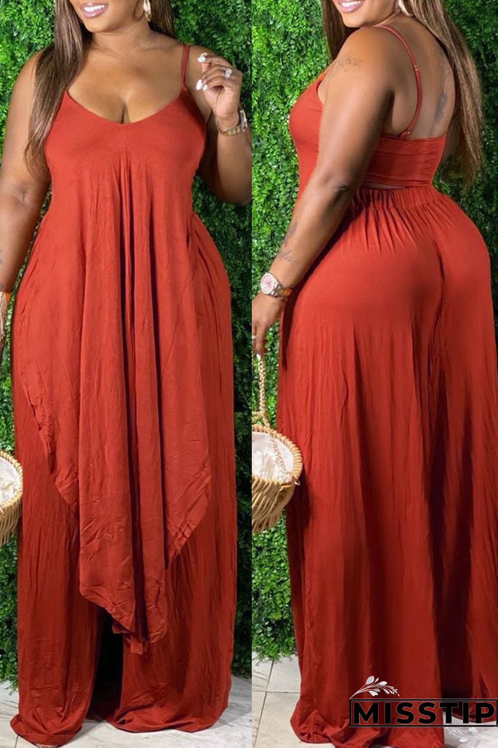 Orange Sexy Casual Solid Backless Asymmetrical Spaghetti Strap Sleeveless Two Pieces