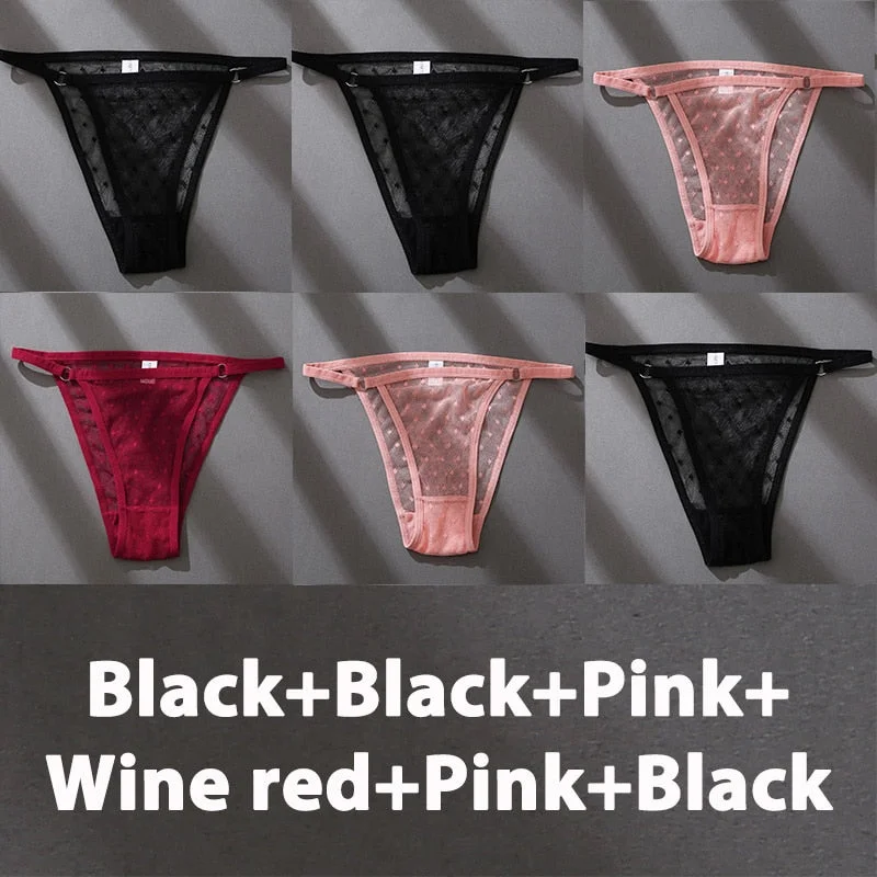 6PCS/Set Finetoo Panties Women's Perspective Panties Sexy Underwear Lace Panties Female Lingerie Briefs Intimate Plus Size M-XXL