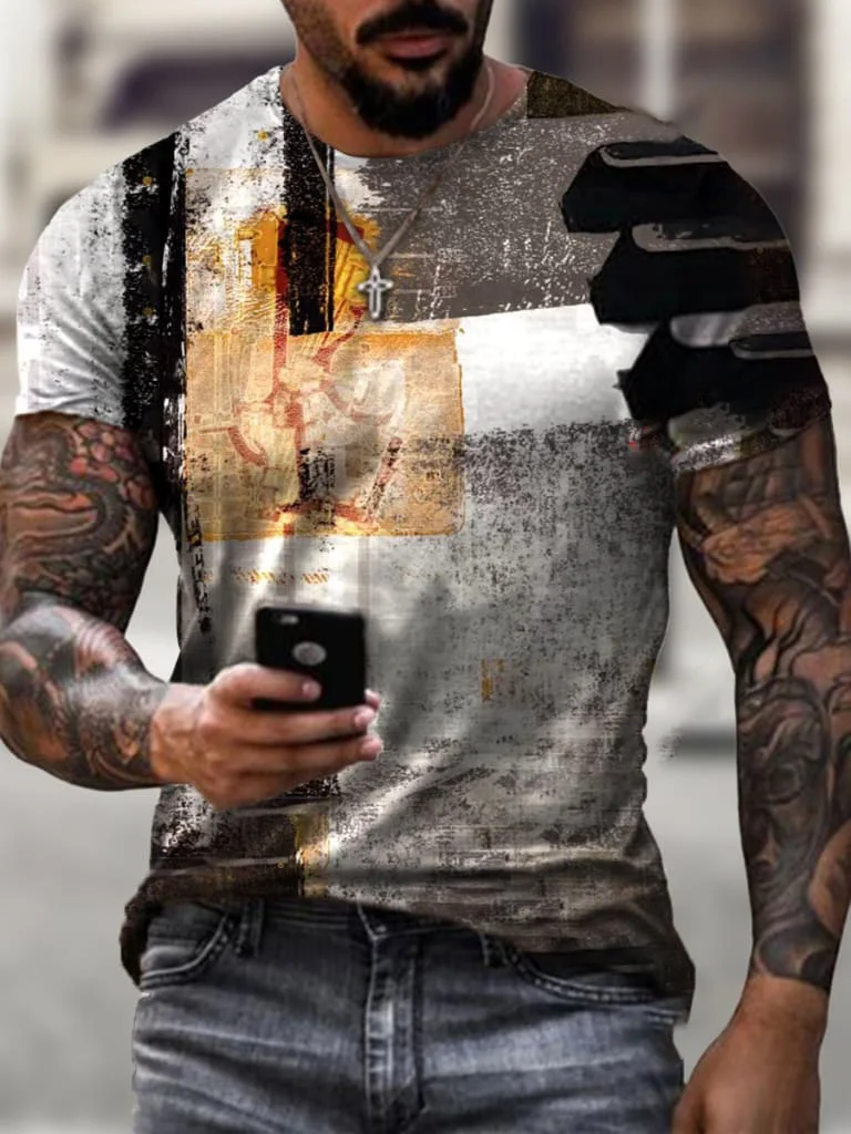 Designer mysterious cross color print T-shirt / [viawink] /