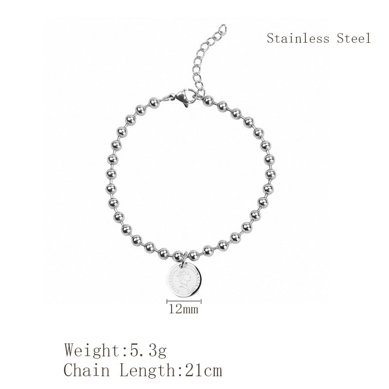 Elegant Round Heart Shape 304 Stainless Steel 18K Gold Plated Bracelets In Bulk