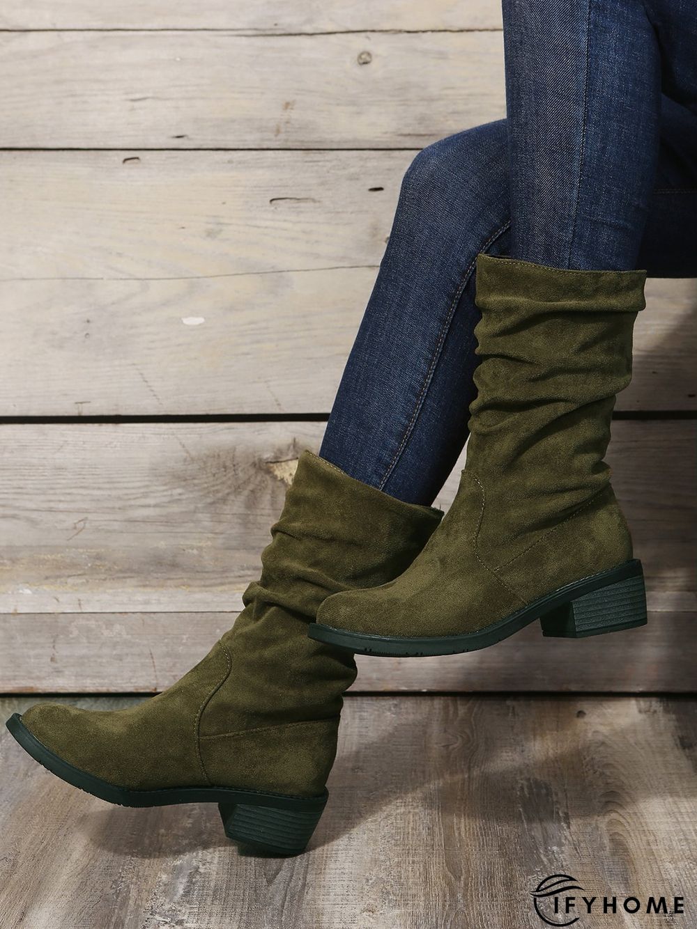 Faux Suede Slip On Slouchy Boots | IFYHOME