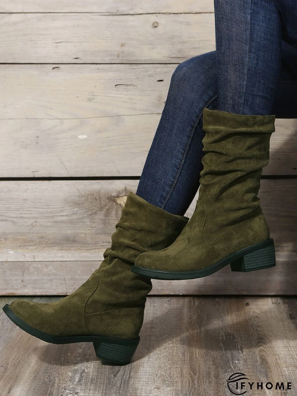 Faux Suede Slip On Slouchy Boots | IFYHOME