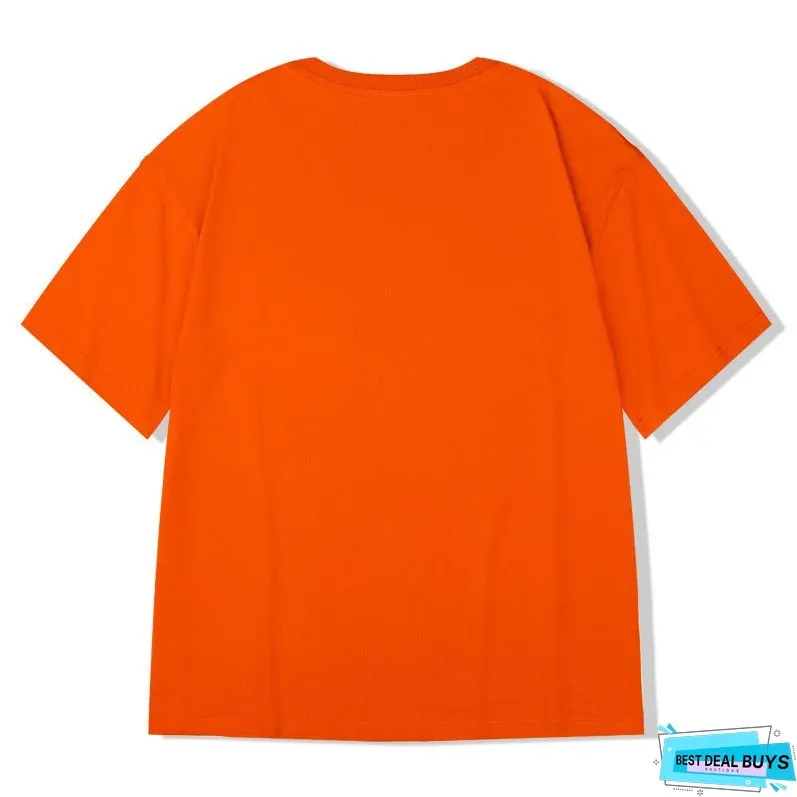 Men's Cotton Short Sleeve Over Sized Solid Color Loose T-shirt