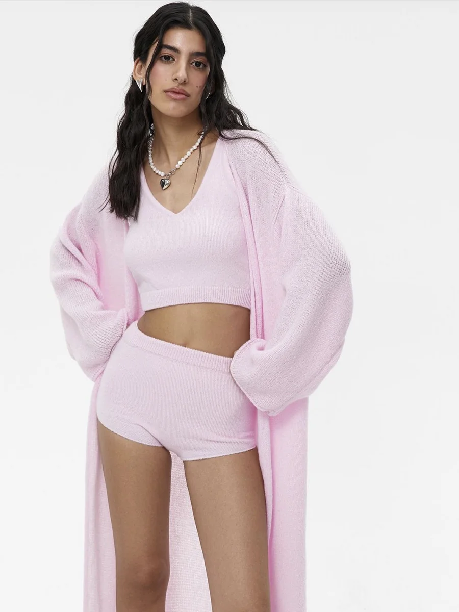 Athvotar Athvotar 2025 New Long Covered Women's Haired Knitted Sweater Cardigan Premium Shawl Ins