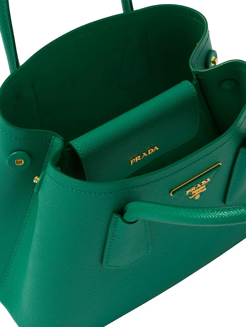 Prada Double Saffiano Leather Mini Bag green