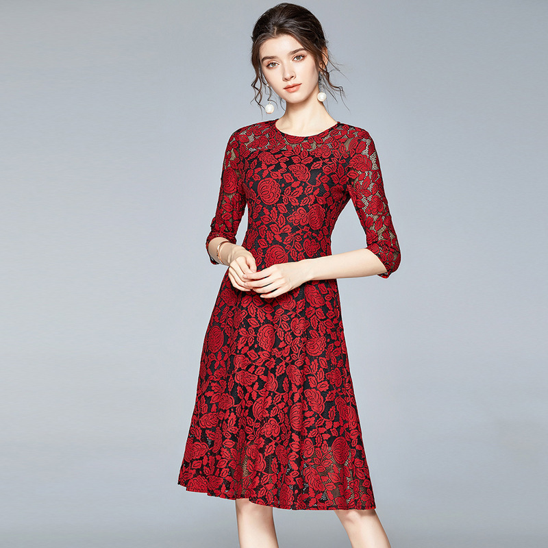  thdmladies Get To The Point Red Lace Midi Dress thedmladies