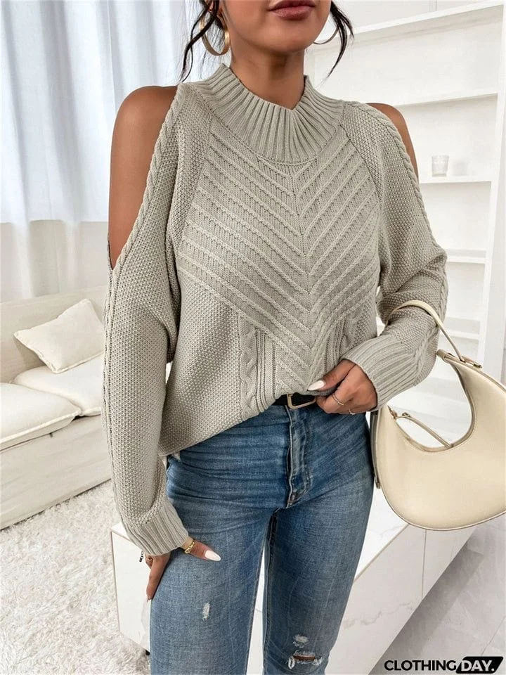 Loose Off-the-shoulder Solid Color Casual Sweater