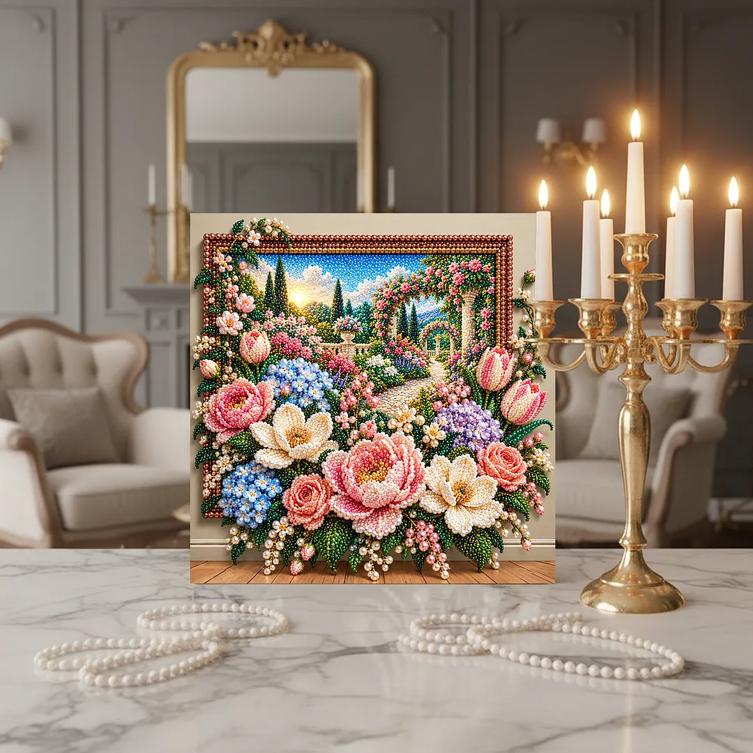 Framed Pearl Painting Kit Botanical Bloom 11.81x11.81in