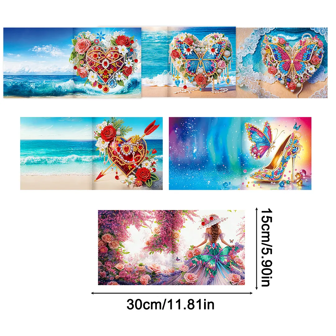 6pcs Dream Series DIY Diamond Painting Greeting Card Kits with Envelopes Diamond Art Greeting Cards Diamond Art Cards Kits for Adults DIY Crafts Family Friend Gifts