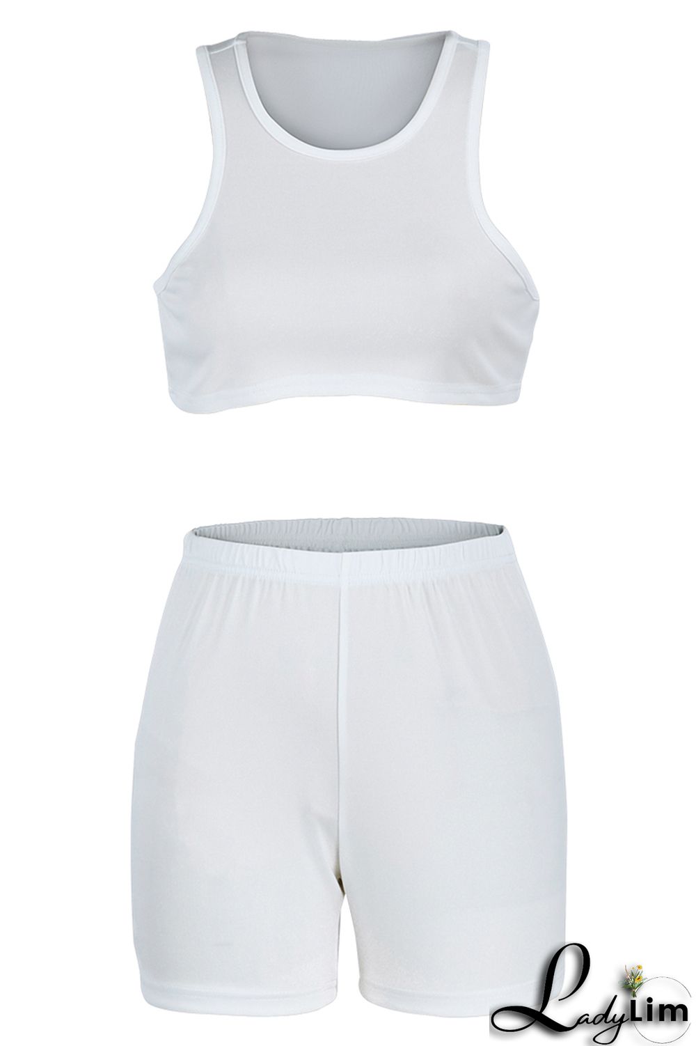 Orange Fashion Casual Sportswear Solid Basic O Neck Sleeveless Two Pieces