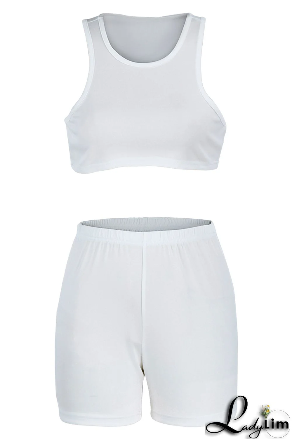 Orange Fashion Casual Sportswear Solid Basic O Neck Sleeveless Two Pieces