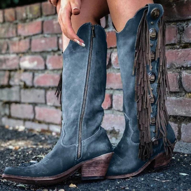 blue thigh high cowboy boots