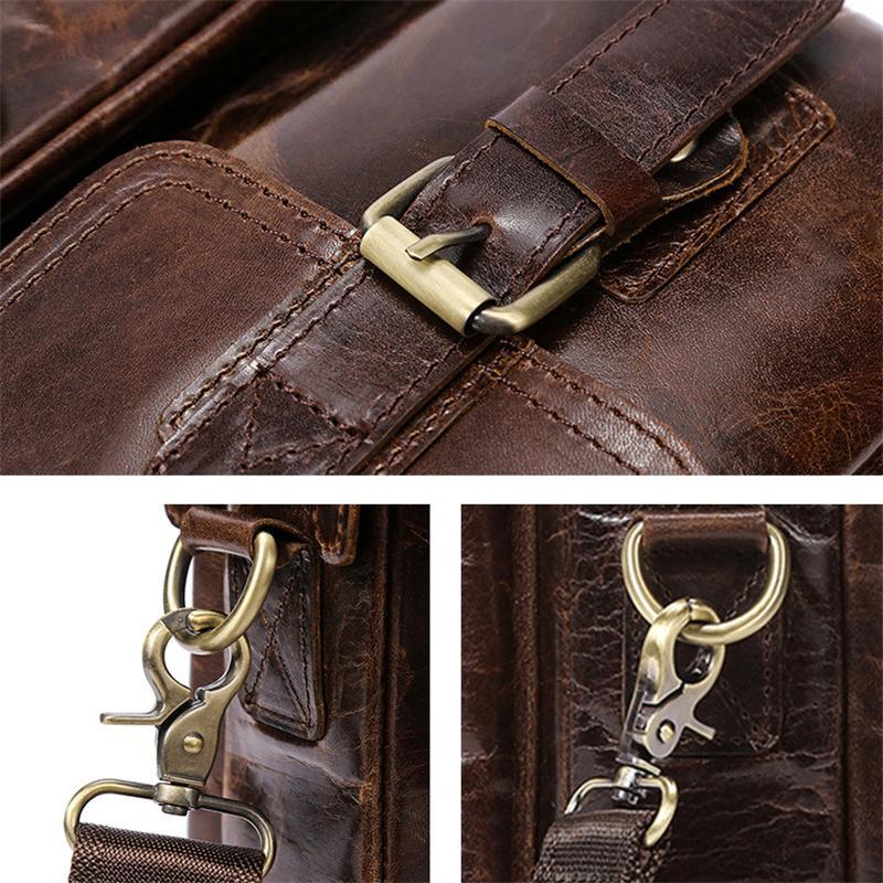 Vintage Men's Leather Crocodile Pattern Design Crossbody Bag Handbag