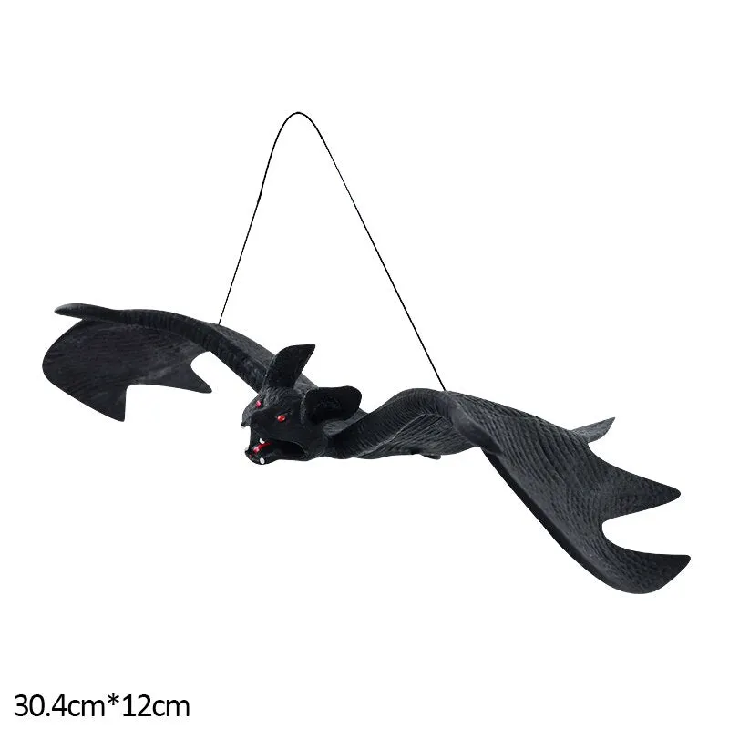 1pc Lifelike Fake Bat Halloween Hanging Decoration Haunted House Horror Props Halloween Party DIY Ornament Soft Bat Kids Toy