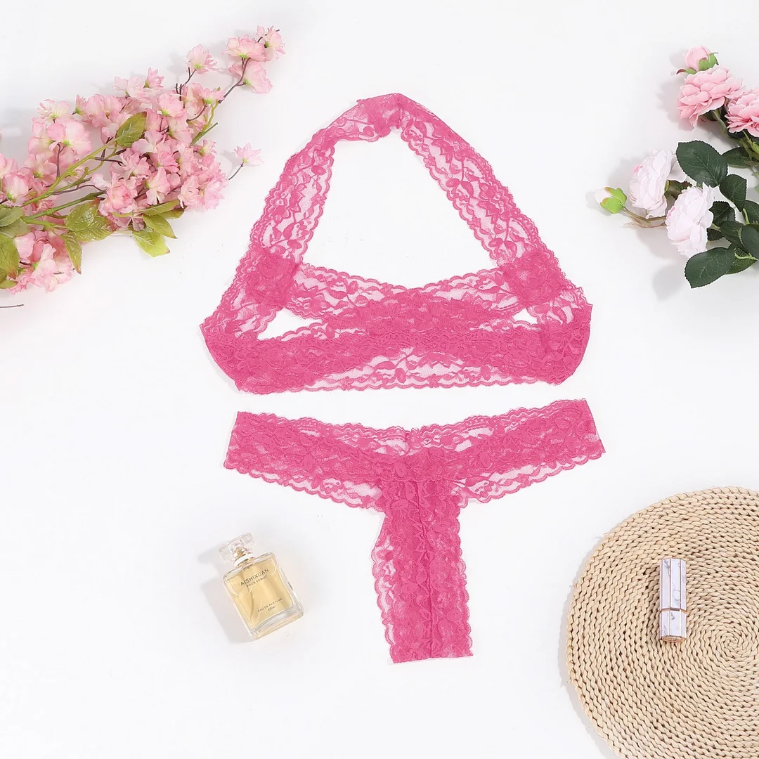 Churchf Sex Lingerie Sexy Lace Lingerie Hanging Neck Two Sets