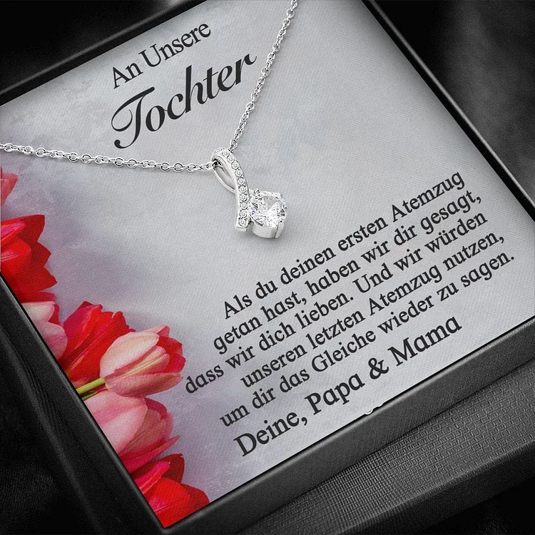 925 Sterling Silber Halskette Geschenk - An Unsere Tochter von Papa und Mama-Geschenk mit Tulpe Nachrichtenkarte 