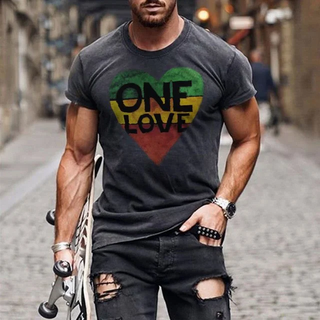 BrosWear One Love Print Short Sleeve T-Shirt