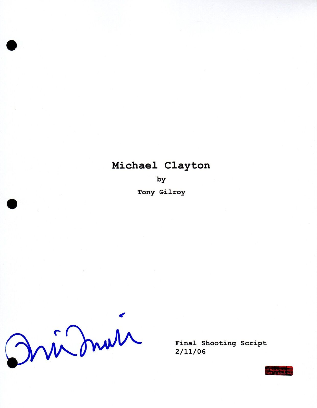 GFA Michael Clayton Movie * TILDA SWINTON * Signed Full Page Script AD1 COA