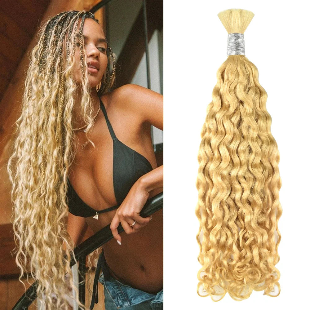 #613 Blonde Italian Curly 100% Human Hair Braid Styles BORUIHAIR