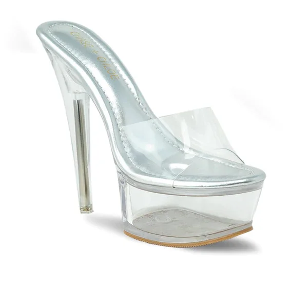 Chase & Chloe Serenity-1 Women's Clear Stiletto High Heel Platform Sandals