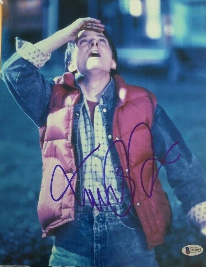 MICHAEL J FOX SIGNED AUTOGRAPHED 11x14 Photo Poster painting BACK TO THE FUTURE BECKETT COA