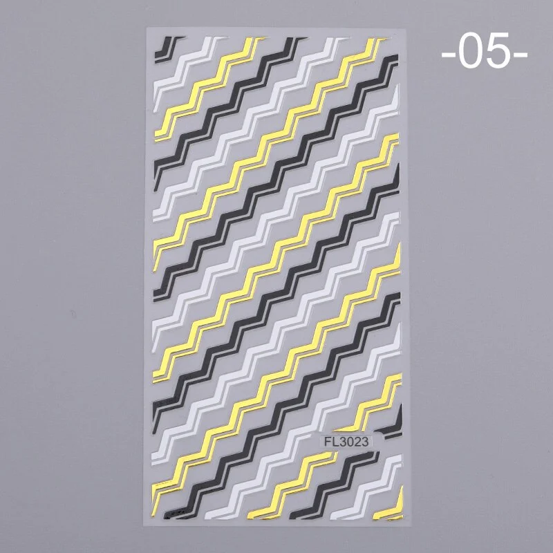 1PC Rose Gold Sliver Striping Tape 3D Nail Stickers Geometry Lines Slider For Nails Gel Polish Decals For Manicures Decoration-Nail Inspo