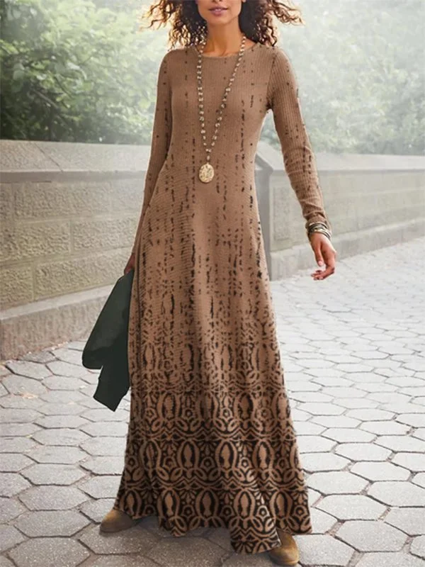 Abstract Casual Crew Neck Dresses