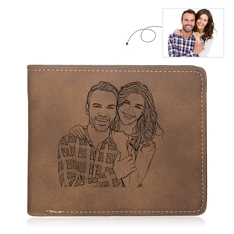 Portefeuille Photo Personnalisé Classique Homme Porte-Monnaie Carte Cadeau pour Père