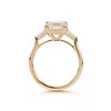 14K Yellow Gold 3.5ct Asscher Cut Lab diamond Double Claw Prongs Three-stone Ring with Two Tapered Baguette Cut