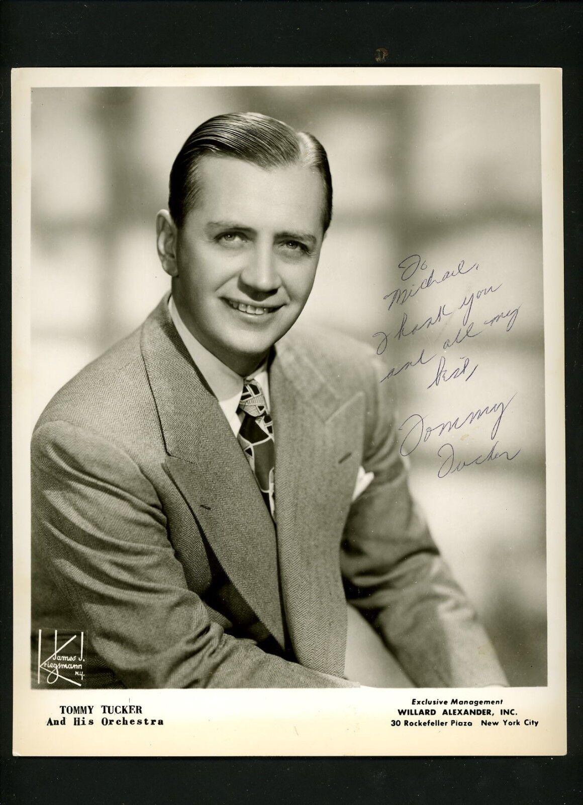 Tommy Tucker Signed Autographed 8 x 10 Photo Poster painting Big Band Bandleader Orchestra