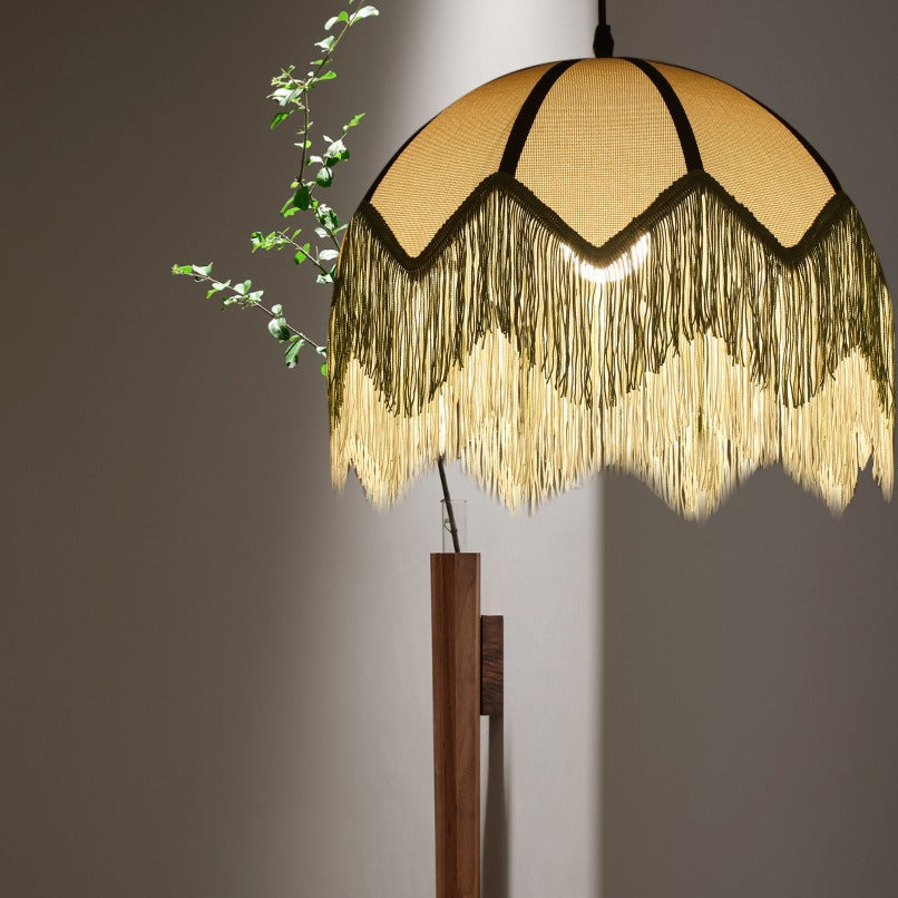 Traditional Vintage Flower Shaped Fabric Iron 1-Light Pendant Light For Living Room