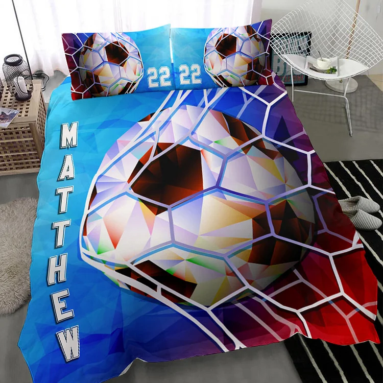 Personalized Soccer Bedding Set for Bed Room Sets | BedKid12[personalized name blankets][custom name blankets]