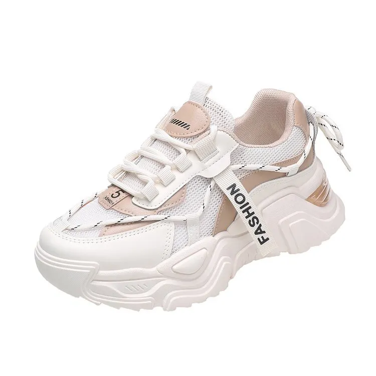 Churchf Churchf Women's Shoes Spring Breathable Sports Leisure Shoes Hong Kong Wind Dad Shoes Ins Tide Thick Platform Increased Net Surface 2023 New Style
