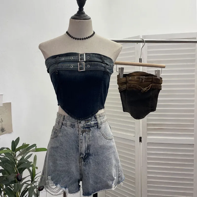 Churchf Sexy Babes Gradient Cowboy Sling Vest Irregular One-Pack Short Corset Summer 2607